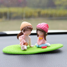 Load image into Gallery viewer, 2Pcs/Set Car Dashboard Doll Creative Little Girls with Balloon Grass Pad Steps Ornament Decoration with Bench Auto Interior Accessories for Gift Girl Women
