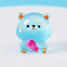 Load image into Gallery viewer, Micro Landscape Creative Cute Hair Luminous Fish Eating Bear Animal Doll Decoration Accessories Car Desktop Small Ornament
