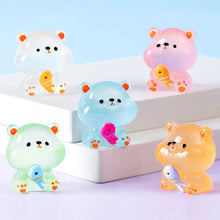 Load image into Gallery viewer, Micro Landscape Creative Cute Hair Luminous Fish Eating Bear Animal Doll Decoration Accessories Car Desktop Small Ornament
