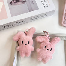 Load image into Gallery viewer, Soft Curved Eared Rabbit Sweetheart Pink Rabbit Keychain Cute Sweet Plush Backpack Daily Outfit Pendant Gift Accessories
