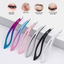 Load image into Gallery viewer, Stainless Steel Tweezers Angled Eyebrow Clip Repair Eyebrow Clip Angled Hair Removal Clip Makeup Tools
