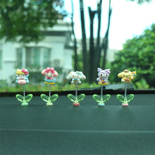 Load image into Gallery viewer, 5Pcs Cartoon Car Interior Shaking Head Kuromi Cinnamoroll Ornament Decoration with Spring Shake Head Decor Double-sided Tape
