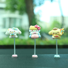 Load image into Gallery viewer, 5Pcs Cartoon Car Interior Shaking Head Kuromi Cinnamoroll Ornament Decoration with Spring Shake Head Decor Double-sided Tape
