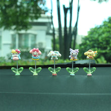 Load image into Gallery viewer, 5Pcs Cartoon Car Interior Shaking Head Kuromi Cinnamoroll Ornament Decoration with Spring Shake Head Decor Double-sided Tape
