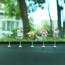 Load image into Gallery viewer, 5Pcs Cartoon Car Interior Shaking Head Kuromi Cinnamoroll Ornament Decoration with Spring Shake Head Decor Double-sided Tape
