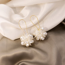 Load image into Gallery viewer, White Flower Ball Drop Earrings Geometric Pearl Buckle Dangle Earrings Elegant Earrings Jewelry Accessories Korean Fashion Gifts For Women
