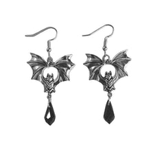 Load image into Gallery viewer, Gothic Vampire Bat Earrings Retro Dark Red Crystal Drop Earrings for Women Man Fashion Witch Jewelry Halloween Accessories Gifts
