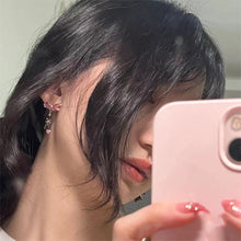 Load image into Gallery viewer, Black Cat Pink Bow Pendant Earrings Heart Rhinestone Earrings For Women Sweet Fashion Jewelry Accessories Gifts

