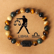 Load image into Gallery viewer, 12 Constellations Bracelet for Men and Women Natural Stone Beaded Bracelet Fashion Jewelry Accessories Gifts for Couples Friendship
