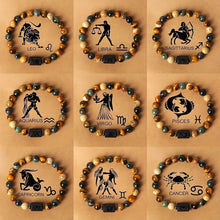 Load image into Gallery viewer, 12 Constellations Bracelet for Men and Women Natural Stone Beaded Bracelet Fashion Jewelry Accessories Gifts for Couples Friendship
