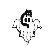 Load image into Gallery viewer, Cute Ghost Enamel Pins Lovely Black Cat Brooches Cartoon Metal Lapel Badge Halloween Animal Jewelry Accessories Gift for Women Men
