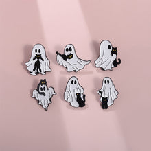 Load image into Gallery viewer, Cute Ghost Enamel Pins Lovely Black Cat Brooches Cartoon Metal Lapel Badge Halloween Animal Jewelry Accessories Gift for Women Men
