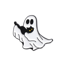 Load image into Gallery viewer, Cute Ghost Enamel Pins Lovely Black Cat Brooches Cartoon Metal Lapel Badge Halloween Animal Jewelry Accessories Gift for Women Men
