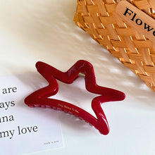 Load image into Gallery viewer, Red Series Large Hair Clip Women Retro Love Shape Hair Claws Letters Gold Label Shark Hairpin Elegant Hair Accessories Headdress Handmade
