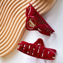 Load image into Gallery viewer, Red Series Large Hair Clip Women Retro Love Shape Hair Claws Letters Gold Label Shark Hairpin Elegant Hair Accessories Headdress Handmade
