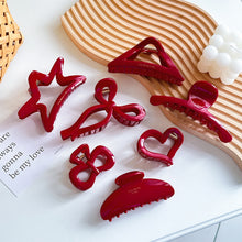 Load image into Gallery viewer, Red Series Large Hair Clip Women Retro Love Shape Hair Claws Letters Gold Label Shark Hairpin Elegant Hair Accessories Headdress Handmade

