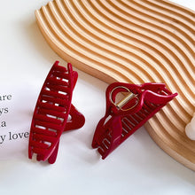 Load image into Gallery viewer, Red Series Large Hair Clip Women Retro Love Shape Hair Claws Letters Gold Label Shark Hairpin Elegant Hair Accessories Headdress Handmade
