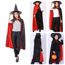 Load image into Gallery viewer, Adult Kids Halloween Magician Cosplay Costumes Vampire Stand Collar Cape Black Red Reversible Cap for Family Party Supplies
