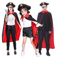 Load image into Gallery viewer, Adult Kids Halloween Magician Cosplay Costumes Vampire Stand Collar Cape Black Red Reversible Cap for Family Party Supplies
