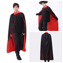 Load image into Gallery viewer, Adult Kids Halloween Magician Cosplay Costumes Vampire Stand Collar Cape Black Red Reversible Cap for Family Party Supplies
