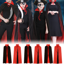 Load image into Gallery viewer, Adult Kids Halloween Magician Cosplay Costumes Vampire Stand Collar Cape Black Red Reversible Cap for Family Party Supplies
