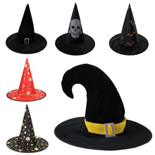 Load image into Gallery viewer, Halloween Magician Hat Pentagram Hat Stage Dress Up Costume Props Wizard Hat Kids Happy Halloween Party Favors Hats
