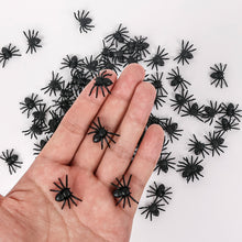 Load image into Gallery viewer, 100pcs Halloween Spiders Decorations Small Black Luminous Plastic Spiders Haunted House Spider Decoration Simulation Tricky Toy
