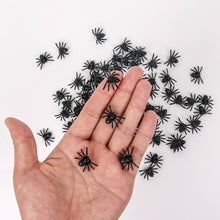 Load image into Gallery viewer, 100pcs Halloween Spiders Decorations Small Black Luminous Plastic Spiders Haunted House Spider Decoration Simulation Tricky Toy
