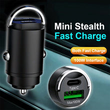 Load image into Gallery viewer, 200W Mini Car Dual Port USB Charger Lighter Fast Charging Cigarette Lighter Socket 100w PD Usb Type C Dual Ports Invisible Metal Charger
