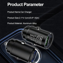Load image into Gallery viewer, 200W Mini Car Dual Port USB Charger Lighter Fast Charging Cigarette Lighter Socket 100w PD Usb Type C Dual Ports Invisible Metal Charger
