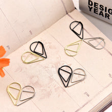 Load image into Gallery viewer, 100Pieces Metal Material Drop Shape Paper Clips Gold Silver Color Kawaii Cute Bookmark Clip Stationery Office School Supplies
