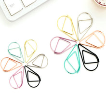 Load image into Gallery viewer, 100Pieces Metal Material Drop Shape Paper Clips Gold Silver Color Kawaii Cute Bookmark Clip Stationery Office School Supplies
