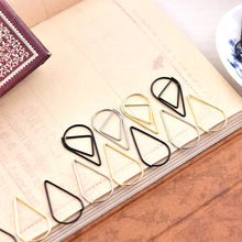 Load image into Gallery viewer, 100Pieces Metal Material Drop Shape Paper Clips Gold Silver Color Kawaii Cute Bookmark Clip Stationery Office School Supplies
