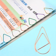 Load image into Gallery viewer, 100Pieces Metal Material Drop Shape Paper Clips Gold Silver Color Kawaii Cute Bookmark Clip Stationery Office School Supplies
