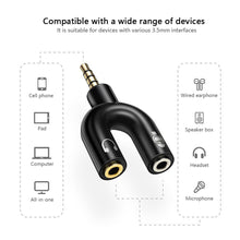 Load image into Gallery viewer, U Type Adapter Dual 3.5 MM Headphone Plug Audio Cables Splitter Microphone 2 In 1 Swivel Connector Audio Converter
