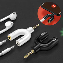 Load image into Gallery viewer, U Type Adapter Dual 3.5 MM Headphone Plug Audio Cables Splitter Microphone 2 In 1 Swivel Connector Audio Converter
