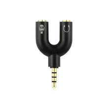 Load image into Gallery viewer, U Type Adapter Dual 3.5 MM Headphone Plug Audio Cables Splitter Microphone 2 In 1 Swivel Connector Audio Converter
