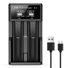 Load image into Gallery viewer, USB LCD Battery Smart Charger 1 / 2 Slots Dual For 18650 3.7V Rechargeable Lithium Battery For 1.2V NI-MH AA / AAA Battery

