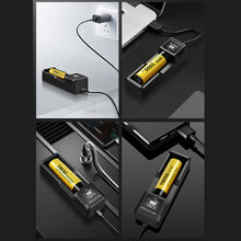 Load image into Gallery viewer, USB LCD Battery Smart Charger 1 / 2 Slots Dual For 18650 3.7V Rechargeable Lithium Battery For 1.2V NI-MH AA / AAA Battery
