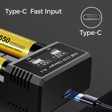 Load image into Gallery viewer, USB LCD Battery Smart Charger 1 / 2 Slots Dual For 18650 3.7V Rechargeable Lithium Battery For 1.2V NI-MH AA / AAA Battery
