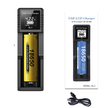 Load image into Gallery viewer, USB LCD Battery Smart Charger 1 / 2 Slots Dual For 18650 3.7V Rechargeable Lithium Battery For 1.2V NI-MH AA / AAA Battery
