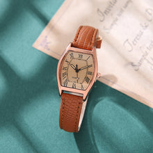 Load image into Gallery viewer, Classic Oval Creative Wine Barrel Shaped Watch Simple Retro Quartz Watch Imitation Leather Watchband Casual Wristwatch for Women
