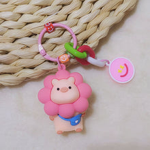 Load image into Gallery viewer, Cartoon Sunflower Little Pig Creative Keychain Pendant Keyrings Women Handbags Backpack Kids Girls Birthday Party Gifts
