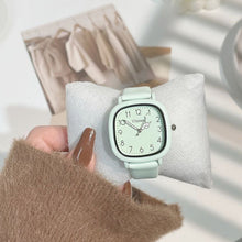 Load image into Gallery viewer, Small Dial Solid Color Square Dial Watch for Women Elegant Silicone Strap Watch Fashionable Campus Creative Style Watch

