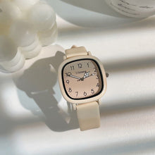 Load image into Gallery viewer, Small Dial Solid Color Square Dial Watch for Women Elegant Silicone Strap Watch Fashionable Campus Creative Style Watch

