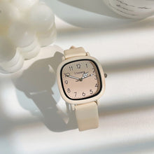 Load image into Gallery viewer, Small Dial Solid Color Square Dial Watch for Women Elegant Silicone Strap Watch Fashionable Campus Creative Style Watch
