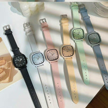 Load image into Gallery viewer, Small Dial Solid Color Square Dial Watch for Women Elegant Silicone Strap Watch Fashionable Campus Creative Style Watch
