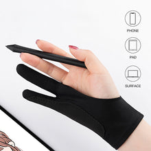 Load image into Gallery viewer, Drawing Glove Palm Rejection Two Finger Gloves for Apple IPad Capacitive Tablet Screen Artist Right/Left Hand Graphic Tablet
