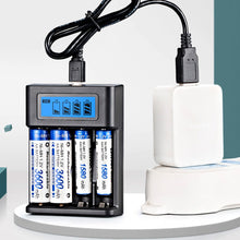 Load image into Gallery viewer, LCD Display AA / AAA Battery USB Charger 4 Slots For NI-MH /NI-CD AA AAA 1.2V Rechargeable Battery Indicator Battery Charger
