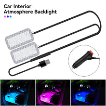 Load image into Gallery viewer, 2Pcs/Set 12V/5V USB LED Car Interior Atmosphere Backlight Ambient Mood Foot Light With Cigarette USB Lighter Decorative Lamp Auto Accessories

